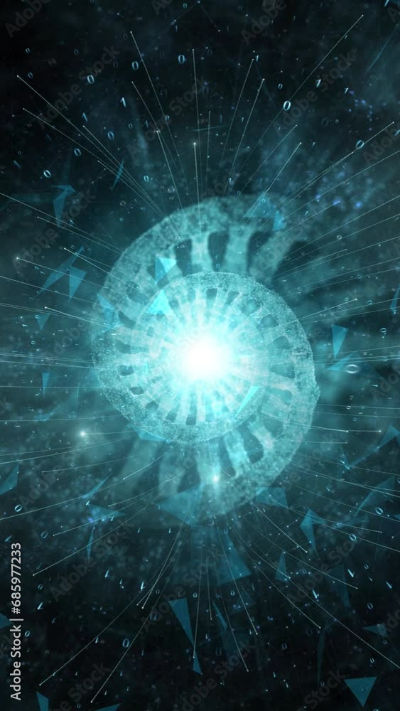 Poster digital data dna double helix chain vertical animation.