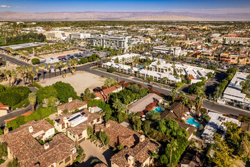 Aerial cityscape of downtown Palm Springs
