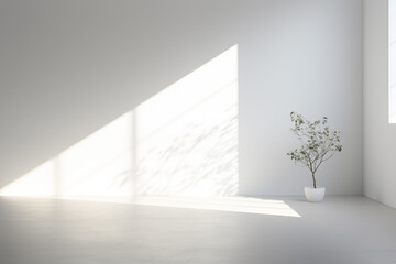 Light and shadow on Wall in White room Generative ai
