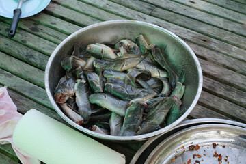 Raw fish in the Thai style pot.