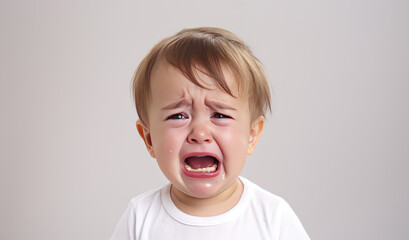 a cute baby boy crying