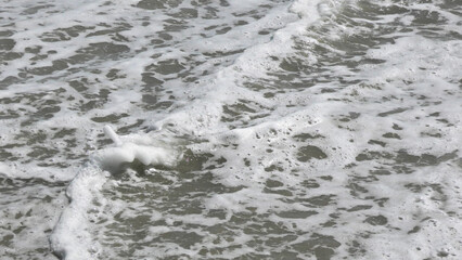 The wave foam on the beach