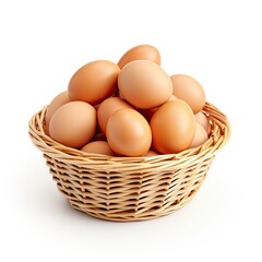 egg in a basket isolated on white background
