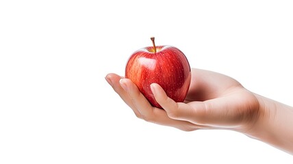 hands on apple isolated on white background