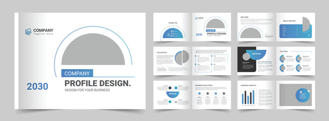 Company Profile Landscape Layout, Annual Report, 12 Pages, Business Brochure Design