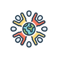 Color illustration icon for global community  