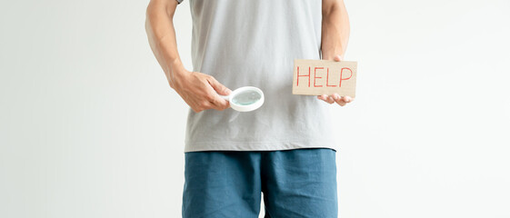 Man request for help private parts feeling discomfort from disease and inflammation. Venereal,...