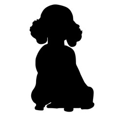 お座りをする可愛いプードルのシルエットイラスト