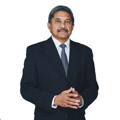 Portrait, mature business man and ceo isolated on a transparent png background. Face, serious...