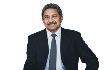 Portrait, happy business man and ceo isolated on a transparent png background. Face, mature professional entrepreneur and manager in suit, Indian executive or financial consultant, corporate boss