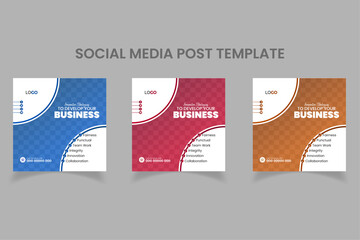 Modern Abstract shapes business social media post template set 