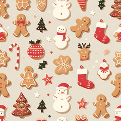 pattern of christmas cookies.Generative AI