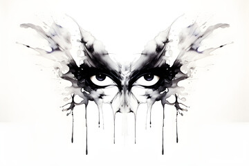 Naklejka premium abstract black ink eye Rorschach test
