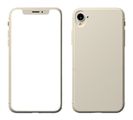 Front and back phone mockup with transparent background, generative ai