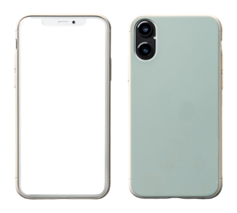 Front and back phone mockup with transparent background, generative ai