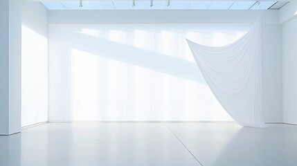 Serenely Minimal. Large White Canvas Adorning Contemporary Office Interior