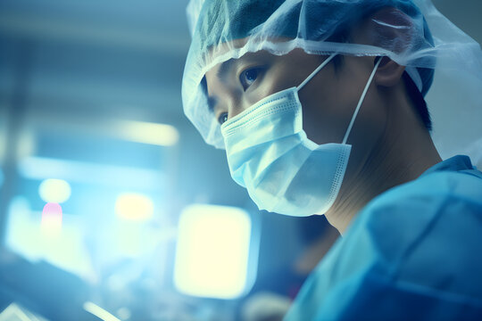 Portrait Of Asian Surgeon In Emergency Room Performing Surgery