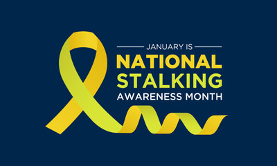 National stalking awareness month is observed every year in january.  Vector template for banner, greeting card, poster with background. Vector illustration. © ReotPixel