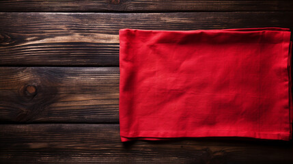 dark wooden background with red napkin