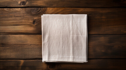 dark wooden background with white napkin