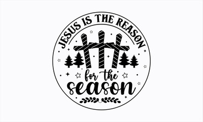 Nativity Christmas Round ornaments SVG Design, Jesus Christmas Round ornaments SVG, Jesus is the reason for the season, Joy to the world the lord has come - obrazy, fototapety, plakaty
