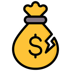 Bankrupt Outline Color Icon
