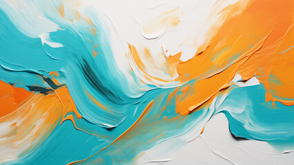 Turquoise and Terracotta Harmony Abstract Brush Strokes