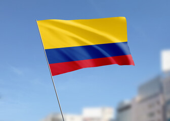 Colombia flag waving in the wind.