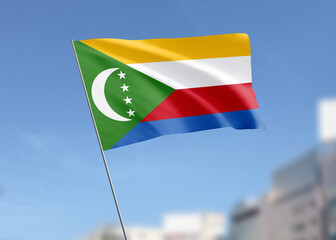 Comoros flag waving in the wind.