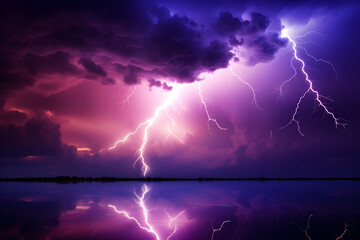 beautiful abstract pink lightning storm landscape background