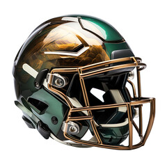 Green and Brown Football Helmet Isolated on Transparent or White Background, PNG
