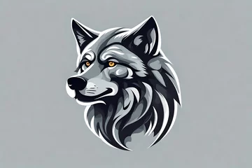 Deurstickers Wolf head logo design isolated graphic © Stone Shoaib