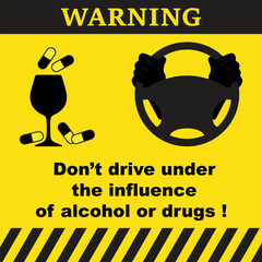Don’t drive under the influence of alcohol or drugs, warning symbol