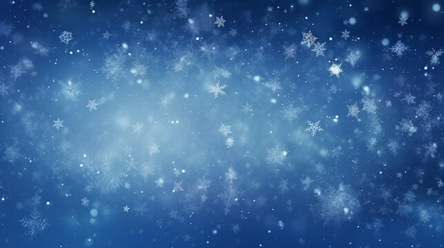abstract winter background with snowflakes Christmas in blue background