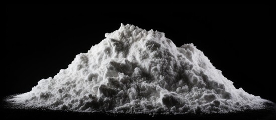 White snow pile alone on black backdrop