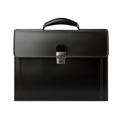 Black Leather Briefcase Isolated on Transparent or White Background, PNG