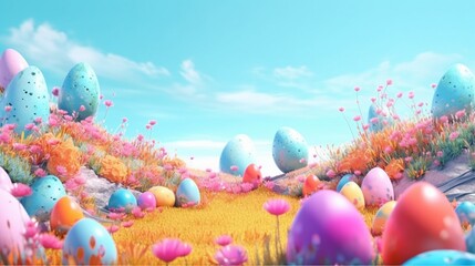 Easter theme wide scene abstract art spring Ai Generative