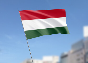 Hungary flag waving in the wind.