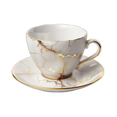 White Porcelain Teacup Set Isolated on Transparent or White Background, PNG