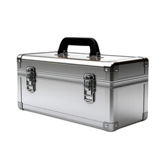 Silver Metal Toolbox Isolated on Transparent or White Background, PNG