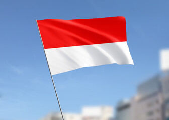 Indonesia flag waving in the wind.