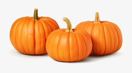 Obraz premium Three Isolated Pumpkins. Generative AI