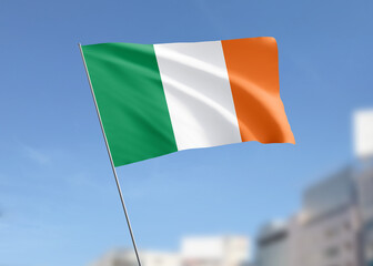 Ireland flag waving in the wind.