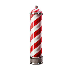 Red and White Barber Pole Isolated on Transparent or White Background, PNG