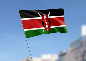 Kenya flag waving in the wind.