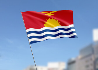 Kiribati flag waving in the wind.