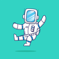 Cute cartoon vector of floating astronaut. science technology element set