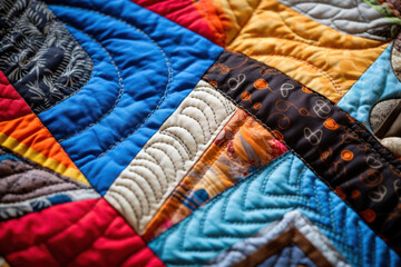 Colorful Patchwork Quilt Close-up