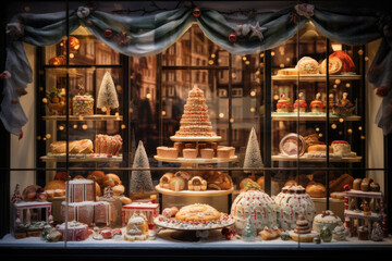 Fototapeta na wymiar Bakery Christmas display
