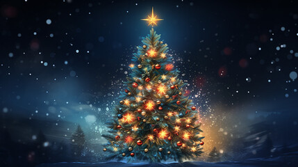 Christmas tree background at night